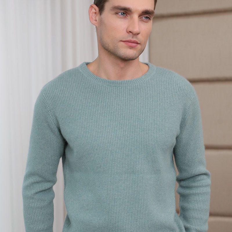 Cashmere Blend Men's Thickened Round Neck Pullover Sweater Autumn Winter