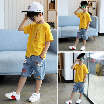 Boys Cotton Camouflage Short-Sleeve Korean Style Suit