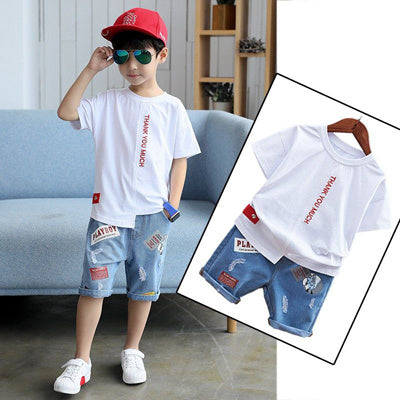Boys Cotton Camouflage Short-Sleeve Korean Style Suit