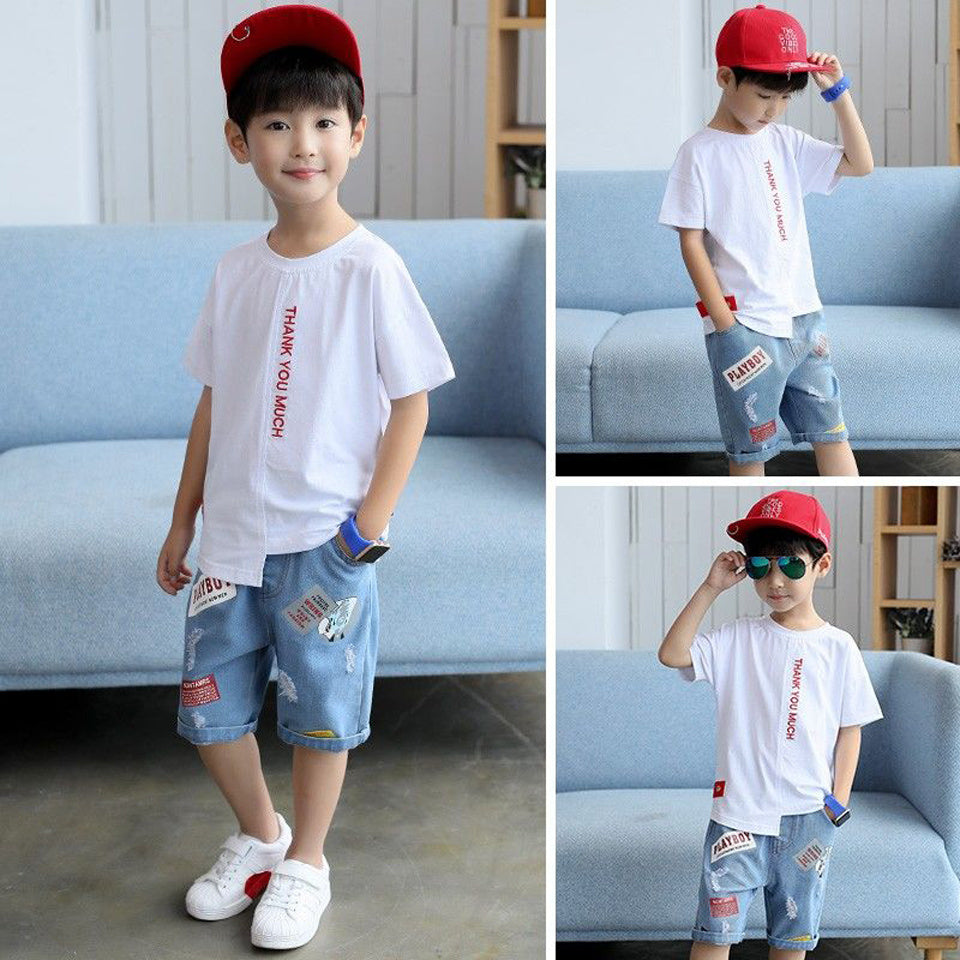 Boys Cotton Camouflage Short-Sleeve Korean Style Suit