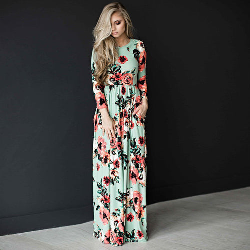 Women’s Printed Long Swing Party Dress