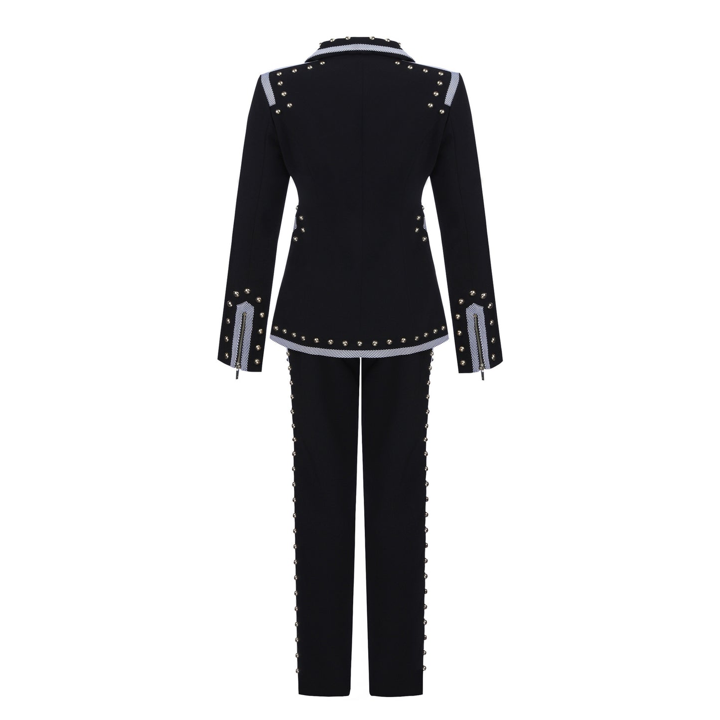 Autumn New Gold Velvet Zipper Two-Piece Suit Flared Trousers