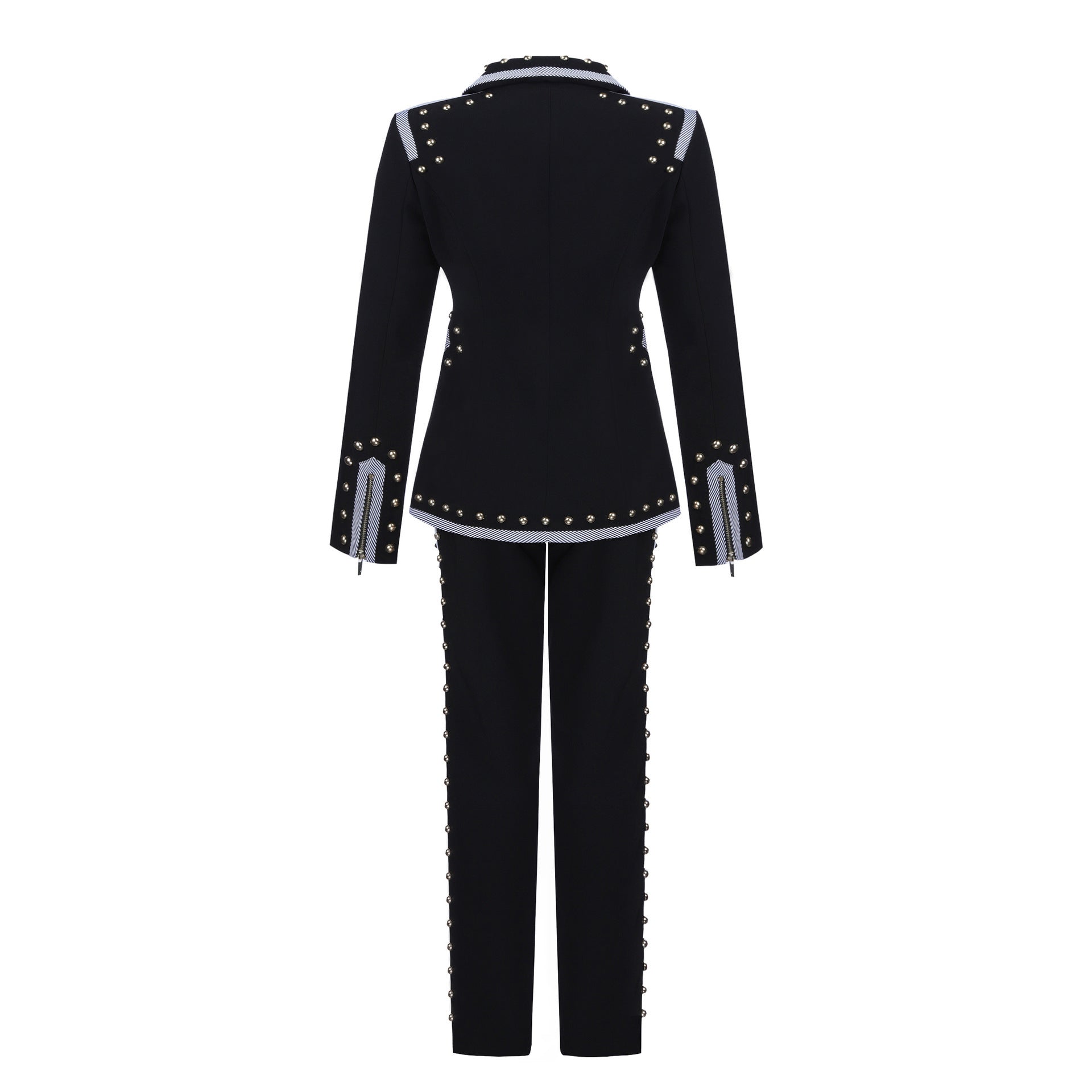 Ensemble deux pièces en velours doré d'automne avec fermeture éclair et pantalon évasé