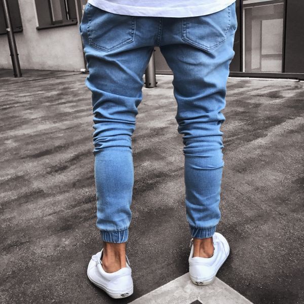 Men's Light Blue Skinny High Waist Denim Jeans