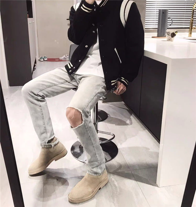 Blouson Aviateur en Coton avec Surpiqûres Noires et Blanches pour le Printemps et l'Automne