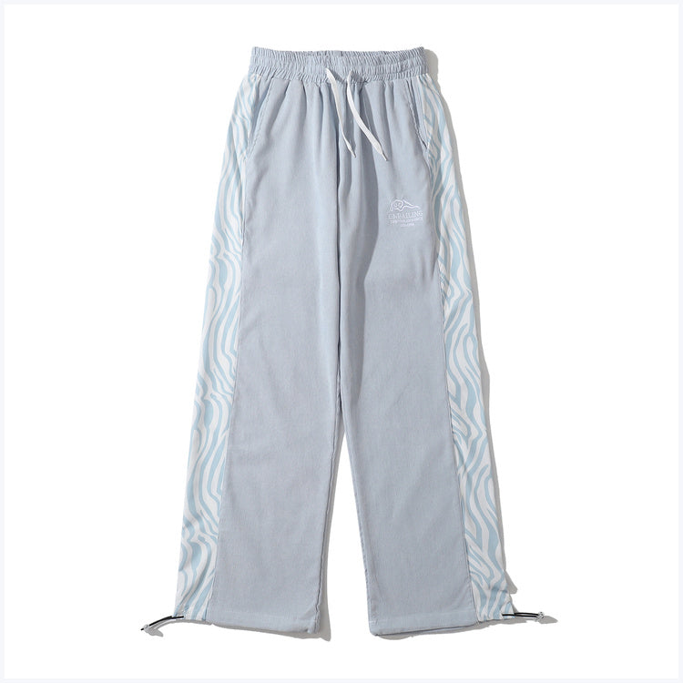 Zebra Pattern Paneled Straight-Leg Slacks