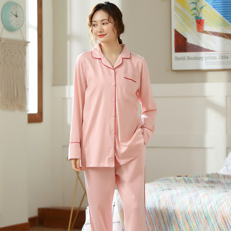 Combinaison trois pièces en coton pour la grossesse et l'allaitement, idéale pour le printemps et l'automne. Pyjama en coton pour femmes enceintes.