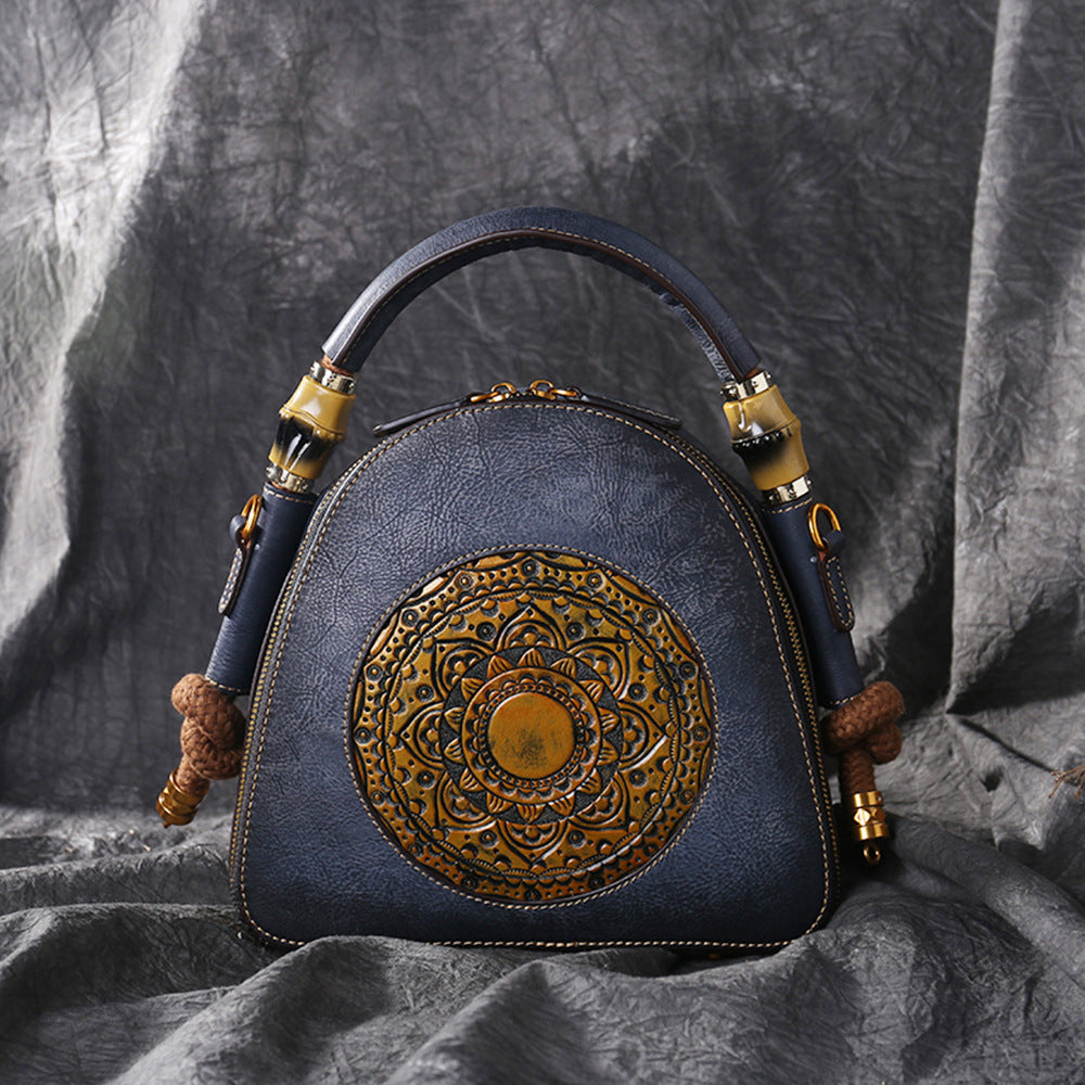 Sac Rétro en Cuir pour Femme avec Anse Souple 24cm x 23cm x 10cm