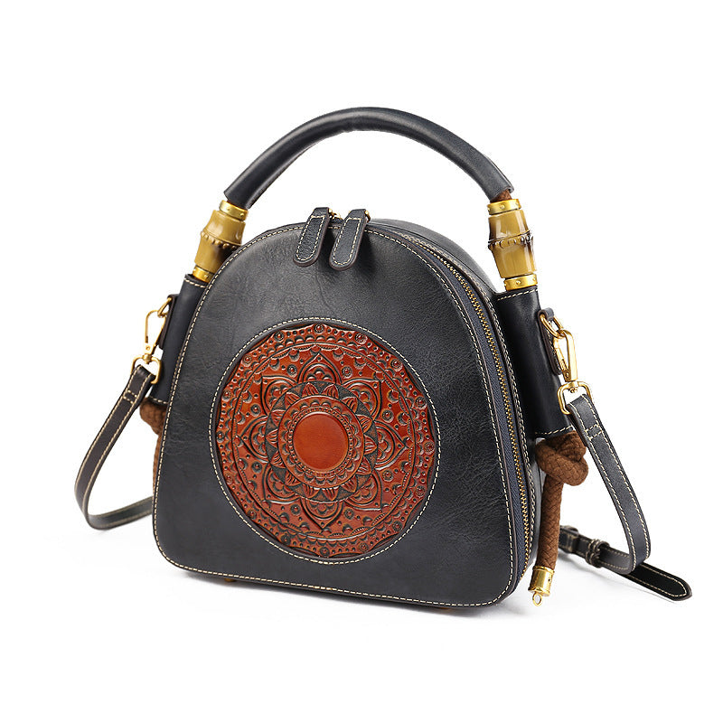Sac Rétro en Cuir pour Femme avec Anse Souple 24cm x 23cm x 10cm