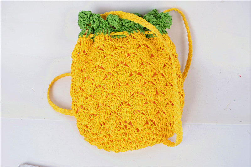 Women’s Medium Fruit-Shaped Woven Straw Bag – Watermelon, Strawberry, Pineapple, Banana