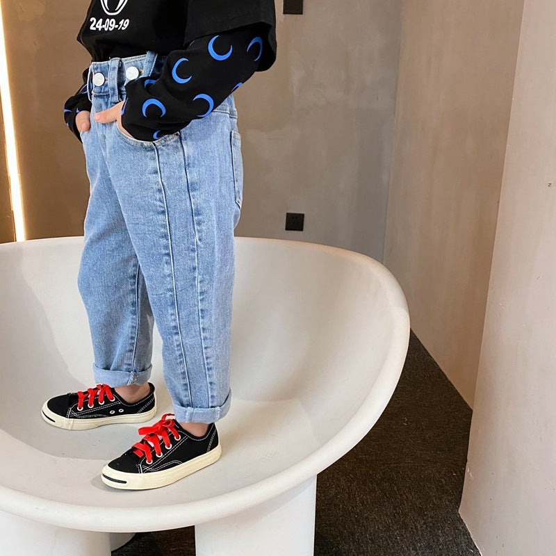 Western Style Kids Plain Jeans Trousers