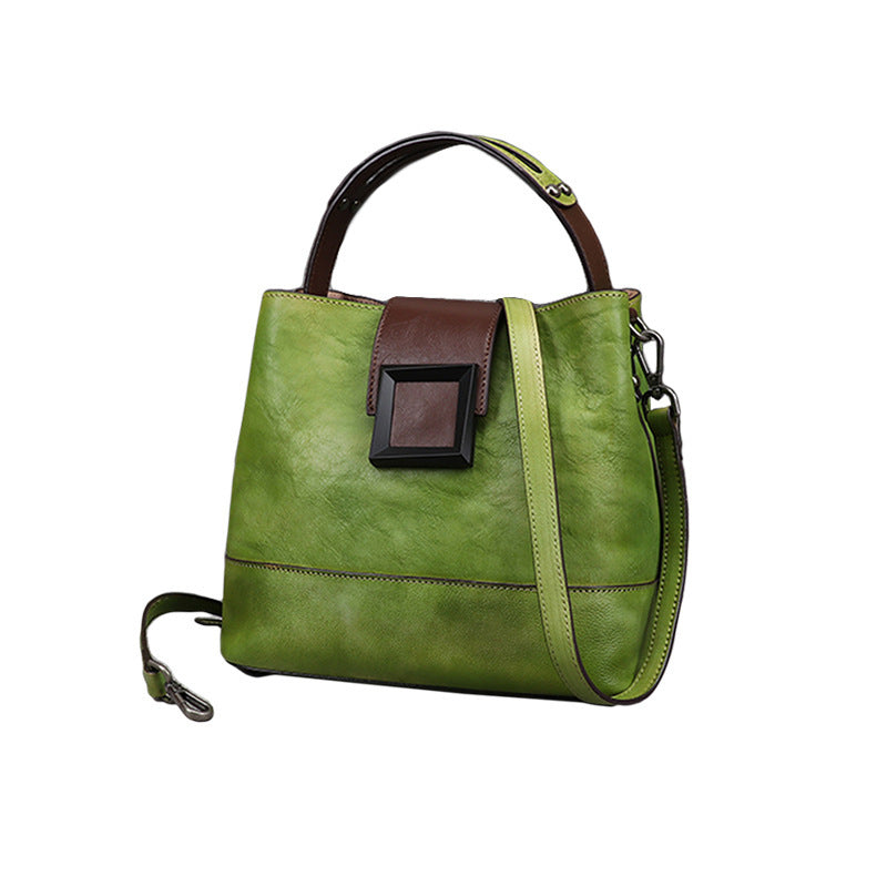 Sac seau en cuir de style chinois rétro pour femme, taille moyenne