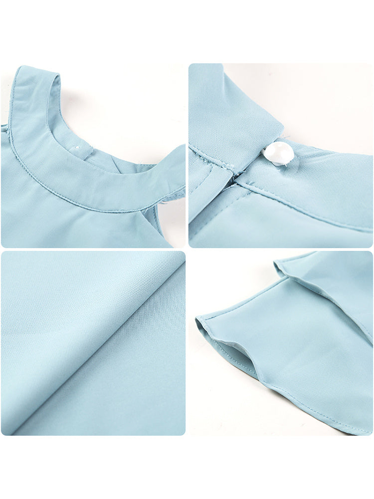 Off-Shoulder Ruffled Short-Sleeved Chiffon Shirt Super Fairy