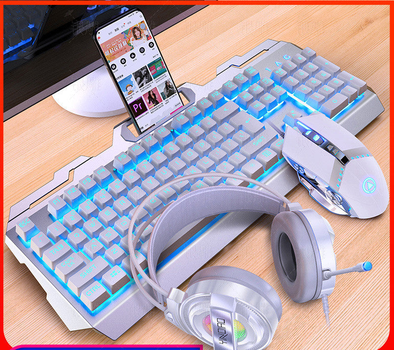 Silver Eagle V2 Gaming Keyboard, Mouse & Headset Combo with Wired USB Connection and Rainbow Light