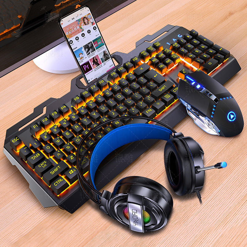 Silver Eagle V2 Gaming Keyboard, Mouse & Headset Combo with Wired USB Connection and Rainbow Light