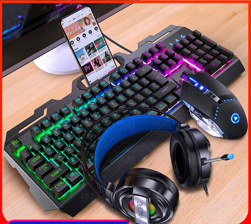 Silver Eagle V2 Gaming Keyboard, Mouse & Headset Combo with Wired USB Connection and Rainbow Light
