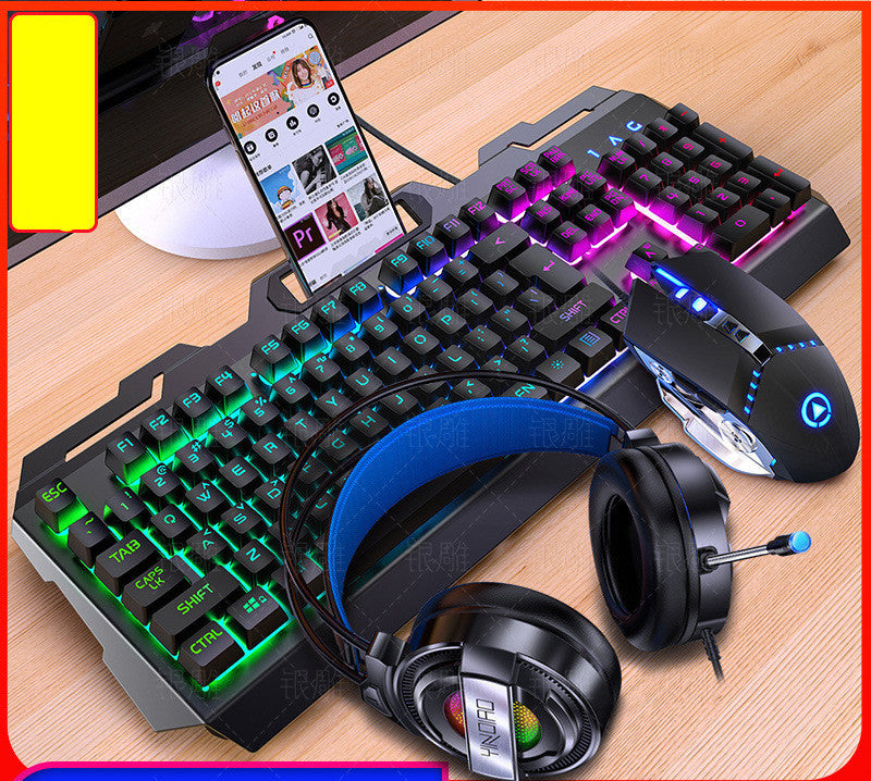 Silver Eagle V2 Gaming Keyboard, Mouse & Headset Combo with Wired USB Connection and Rainbow Light