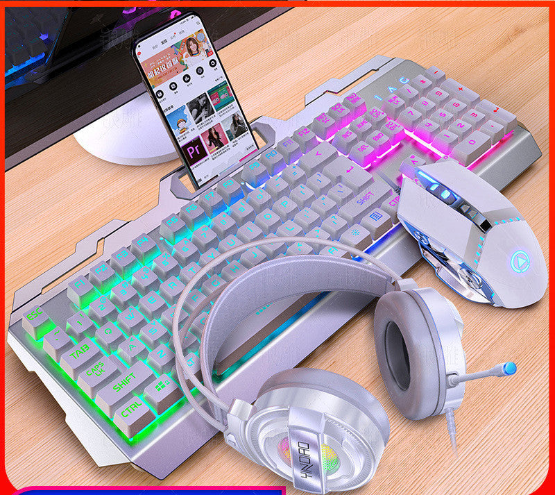 Silver Eagle V2 Gaming Keyboard, Mouse & Headset Combo with Wired USB Connection and Rainbow Light