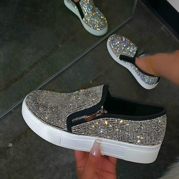 Large Rhinestone Flat Casual Single Pedal Lazy Shoes