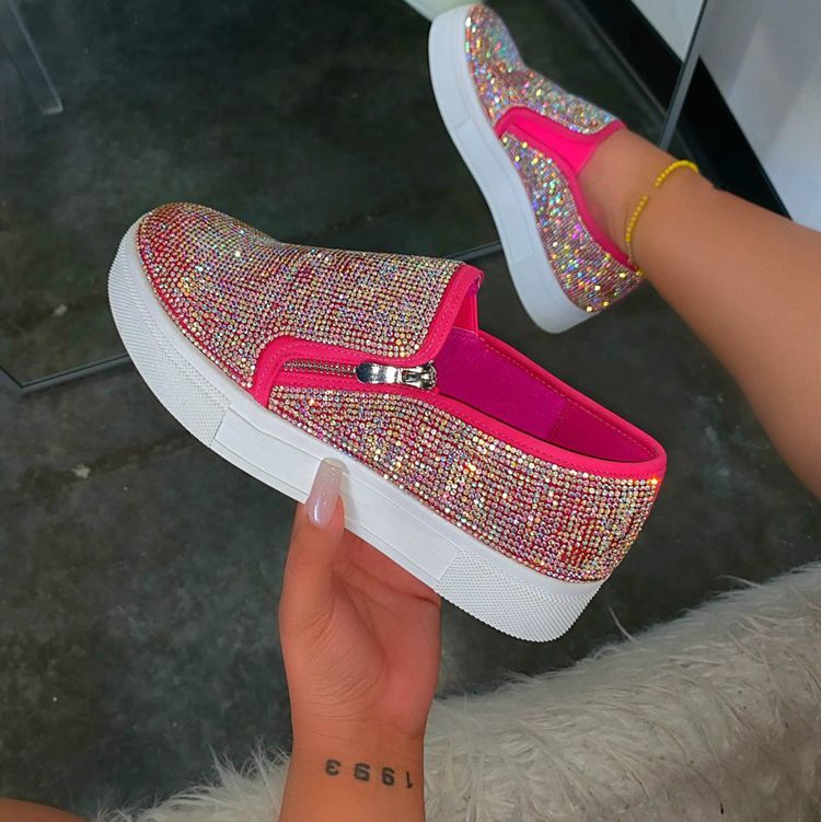 Large Rhinestone Flat Casual Single Pedal Lazy Shoes