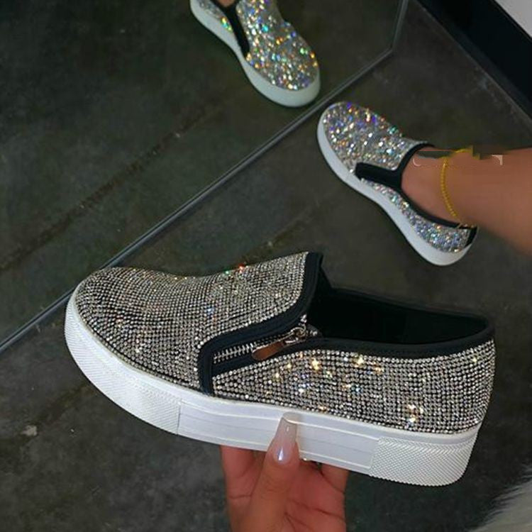 Large Rhinestone Flat Casual Single Pedal Lazy Shoes