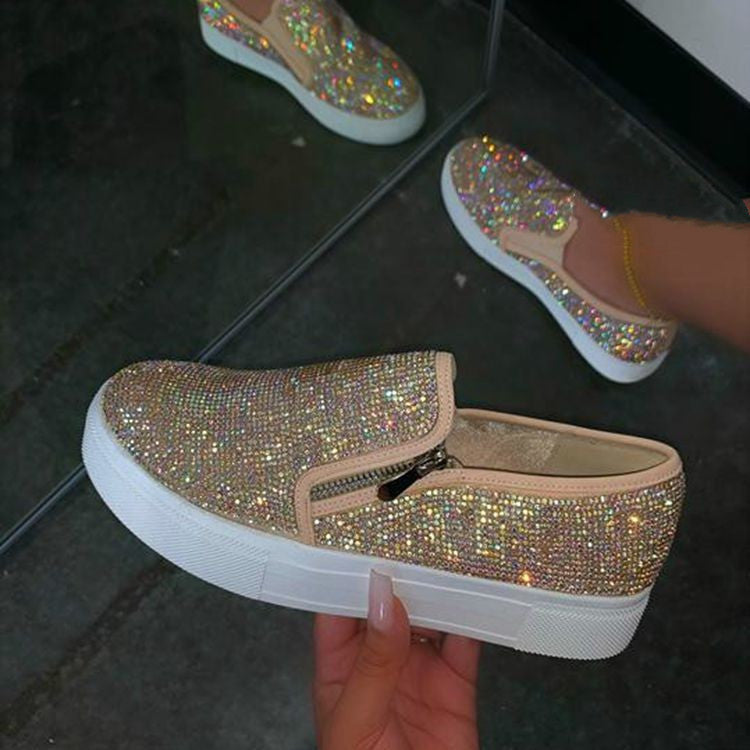 Large Rhinestone Flat Casual Single Pedal Lazy Shoes