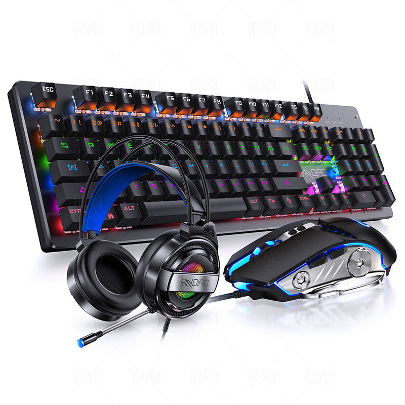 مجموعة لوحة مفاتيح وماوس سلكية للألعاب بتصميم "Gaming Punk" مع إضاءة خلفية وماوس ليزر 3200DPI
