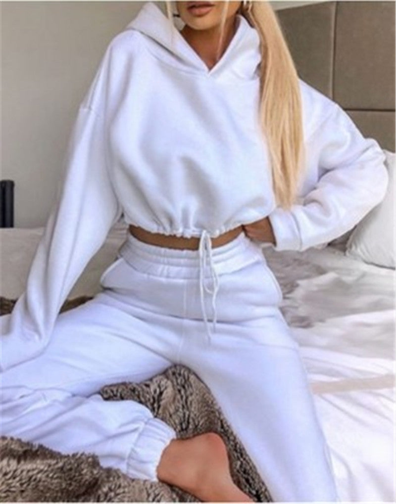 Ensemble de pull en molleton à capuche à manches longues avec pantalon crayon