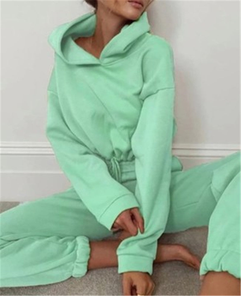 Fashion Hooded Long Sleeve Sweater Set