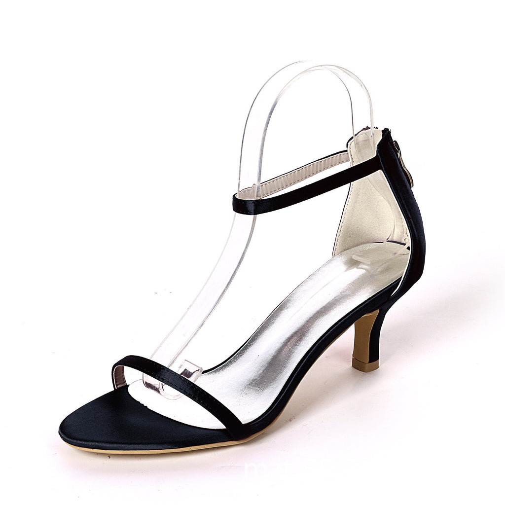 Satin-Colored Women's Stiletto High Heel Sandals with One Strap