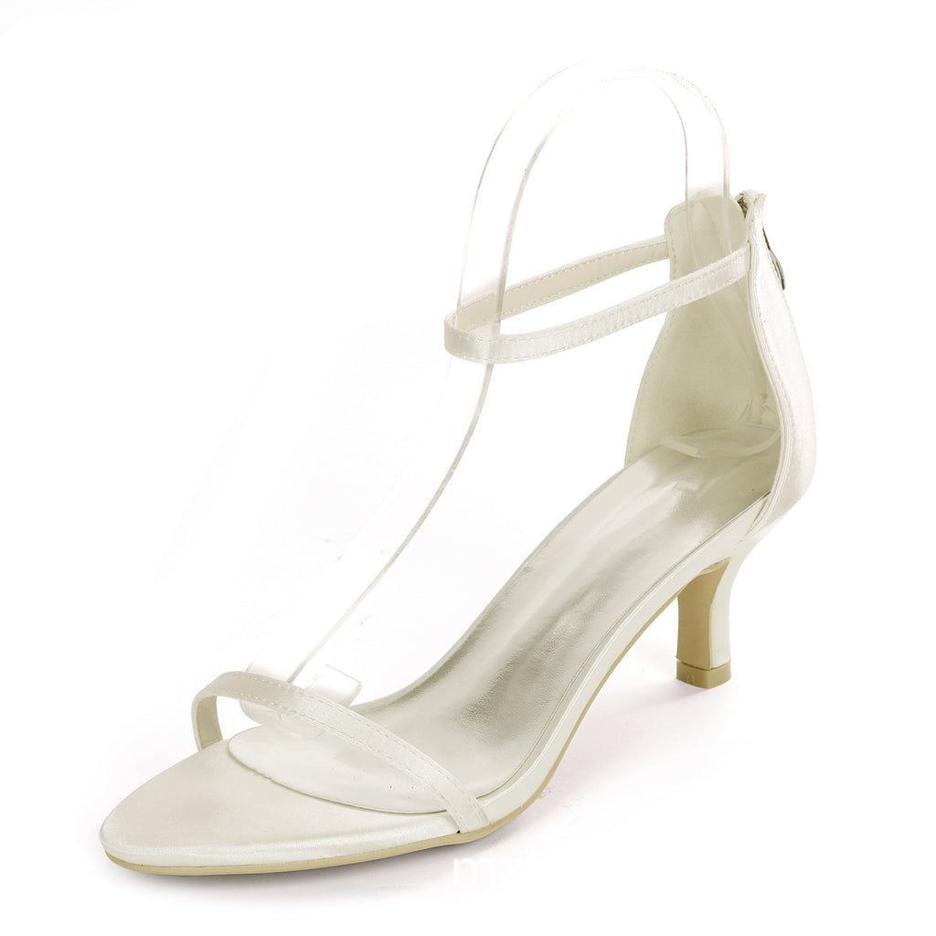 Satin-Colored Women's Stiletto High Heel Sandals with One Strap