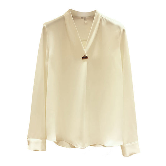 Long-Sleeved Loose Solid Color Shirt Female Super Fairy Top