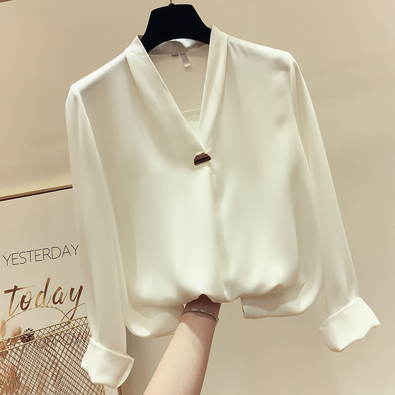 Long-Sleeved Loose Solid Color Shirt Female Super Fairy Top