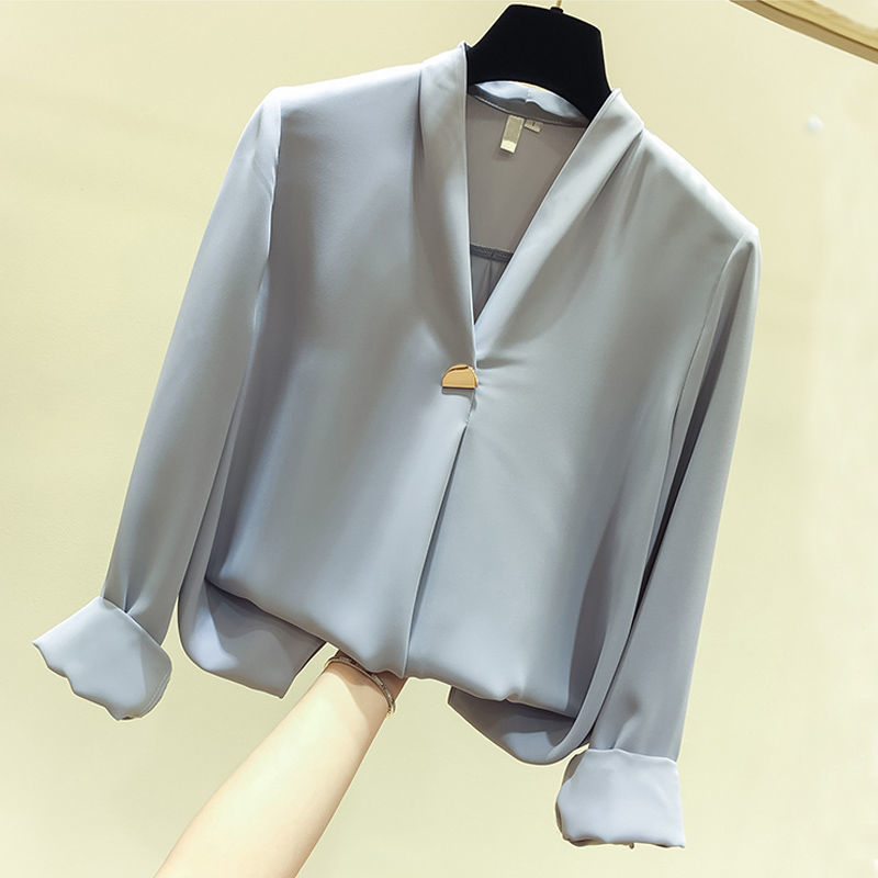 Long-Sleeved Loose Solid Color Shirt Female Super Fairy Top