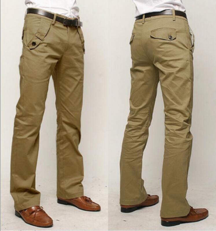 Color Block Men's Cotton Trousers in Black, Gray & Khaki