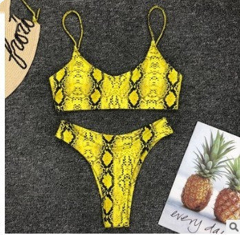 طقم سباحة من قطعتين بنقشة جلد النمر