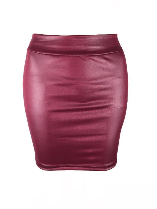 Women'S Bottoming Skirt, Matte Faux Leather Skirt, Pu Bag Hip Skirt