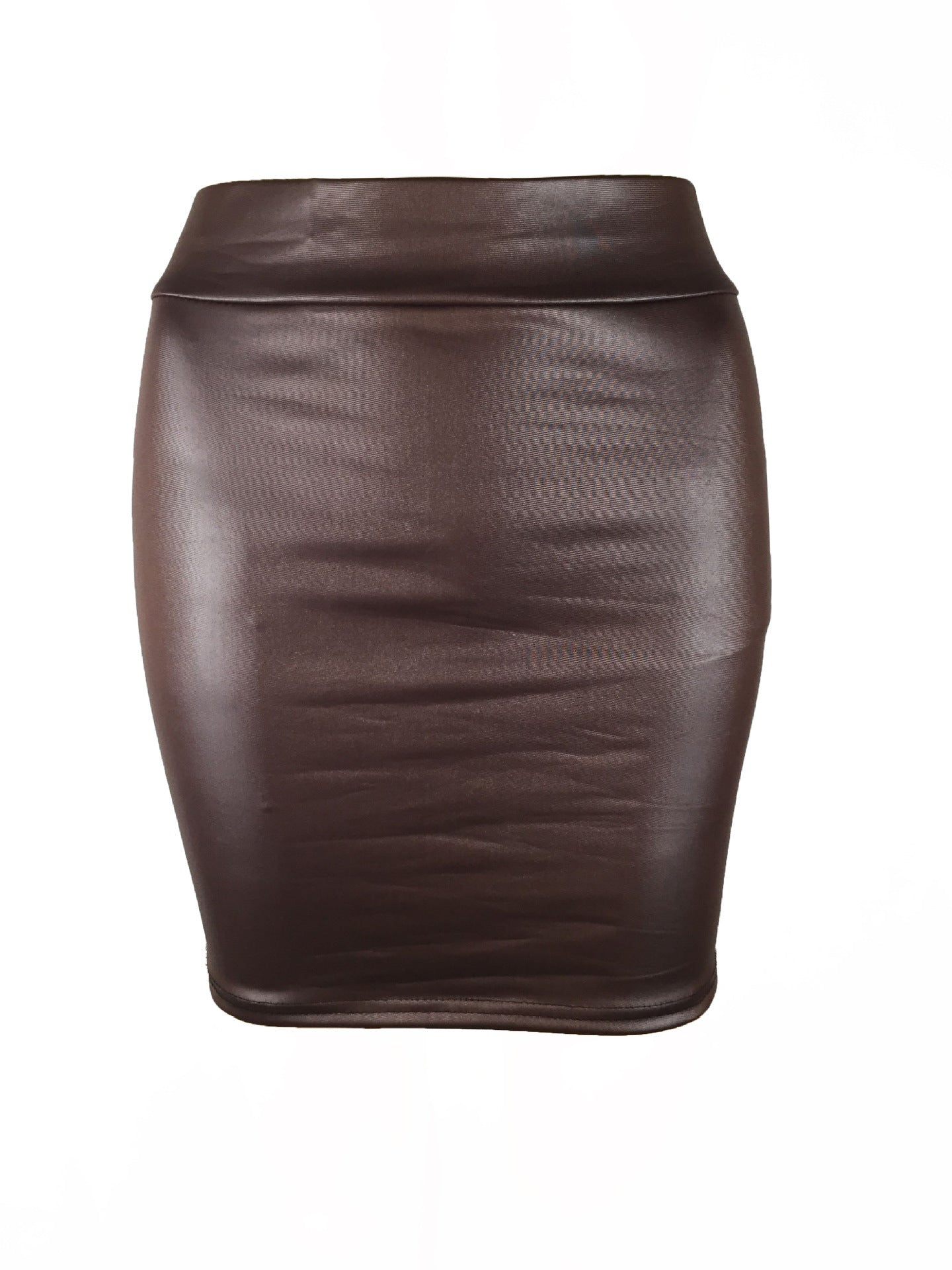 Women'S Bottoming Skirt, Matte Faux Leather Skirt, Pu Bag Hip Skirt