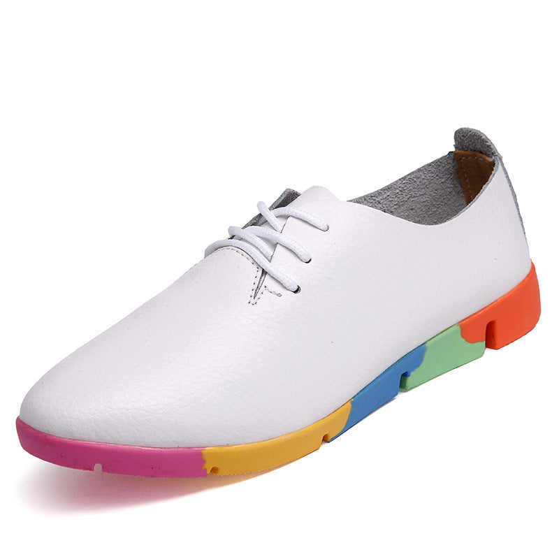 Chaussures Femme Décontractées en Cuir à Bout Pointu et Petit Talon