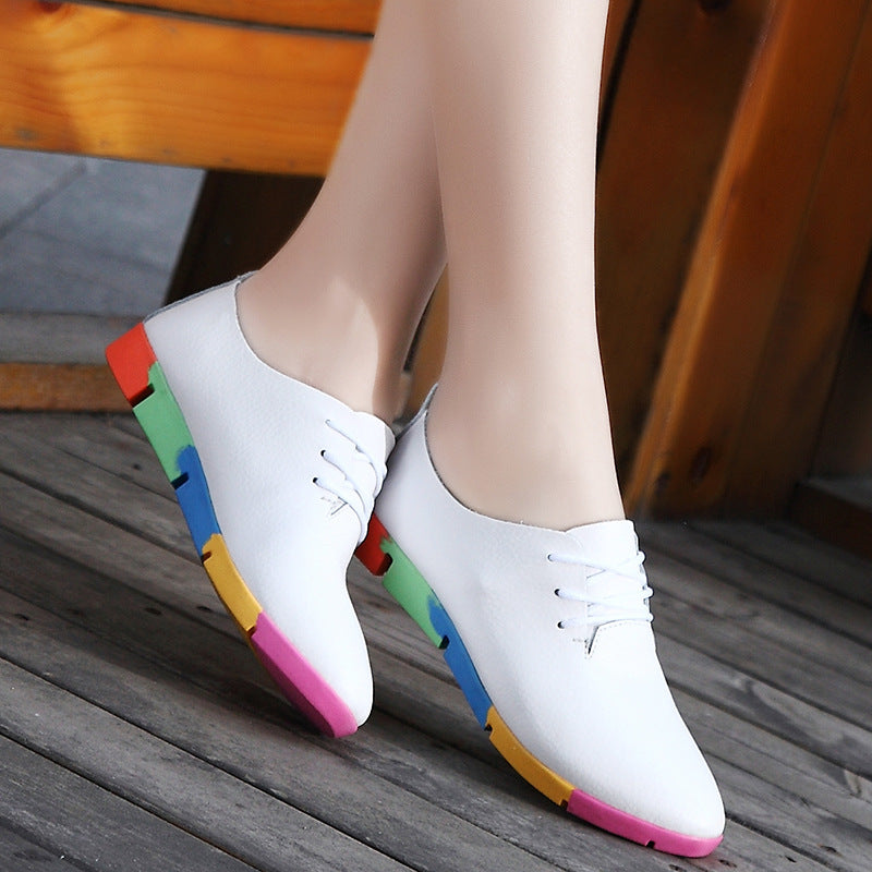 Chaussures Femme Décontractées en Cuir à Bout Pointu et Petit Talon
