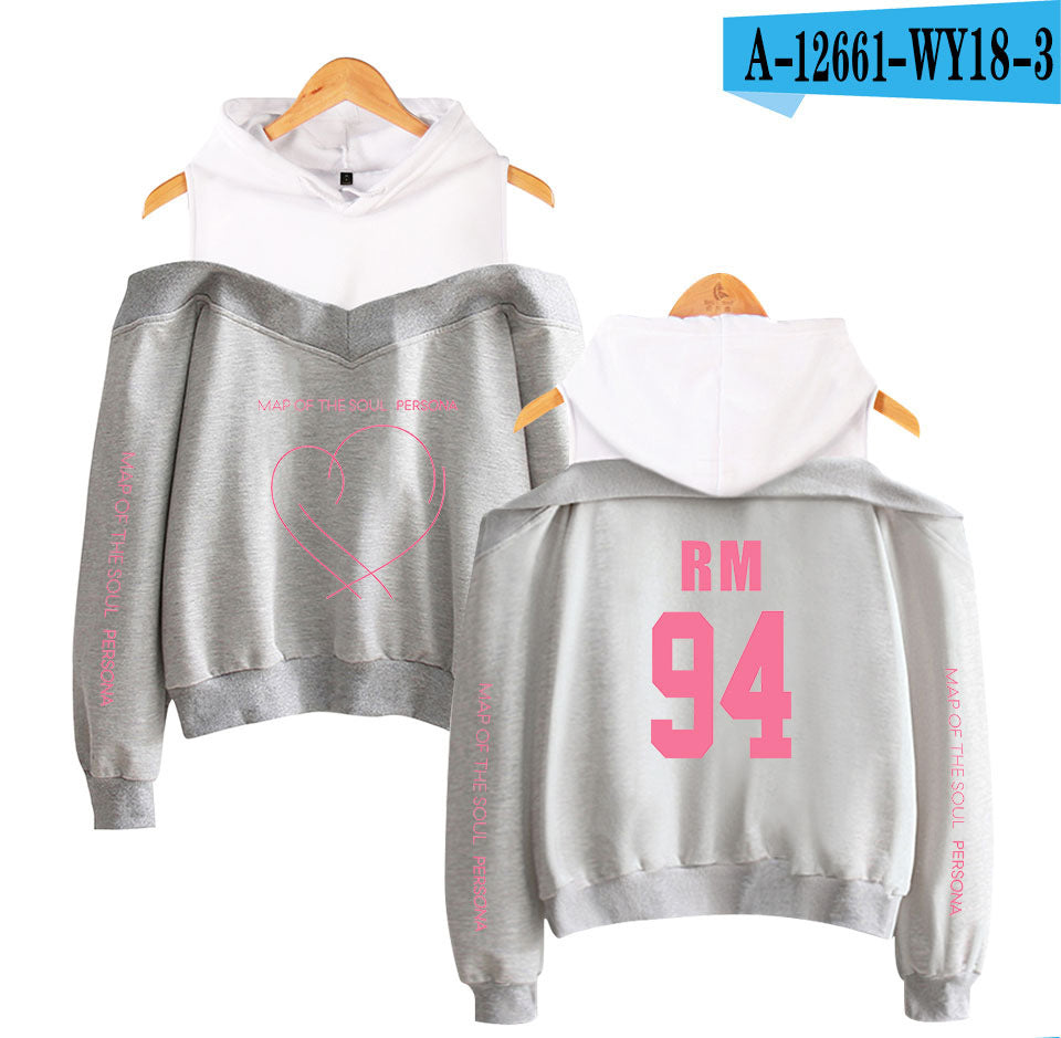 Love Yourself I Dil Women’s Off-Shoulder Hoodie Cotton Loose Fit
