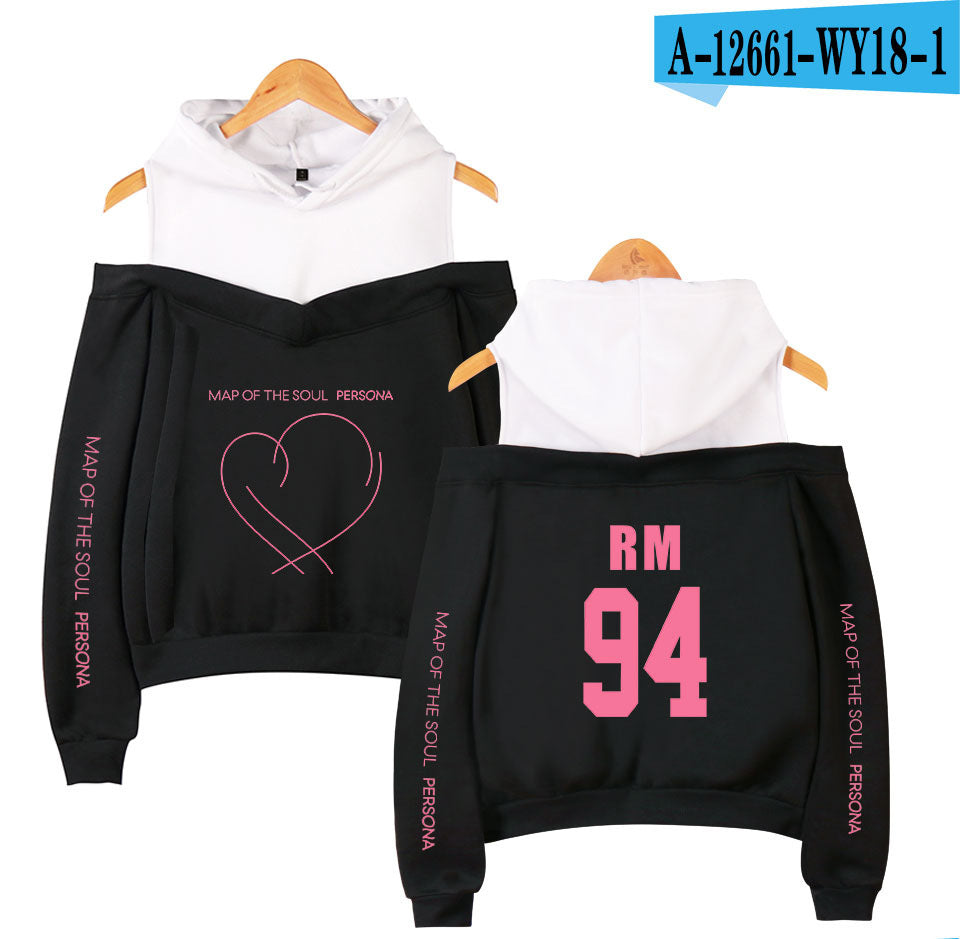 Love Yourself I Dil Women’s Off-Shoulder Hoodie Cotton Loose Fit