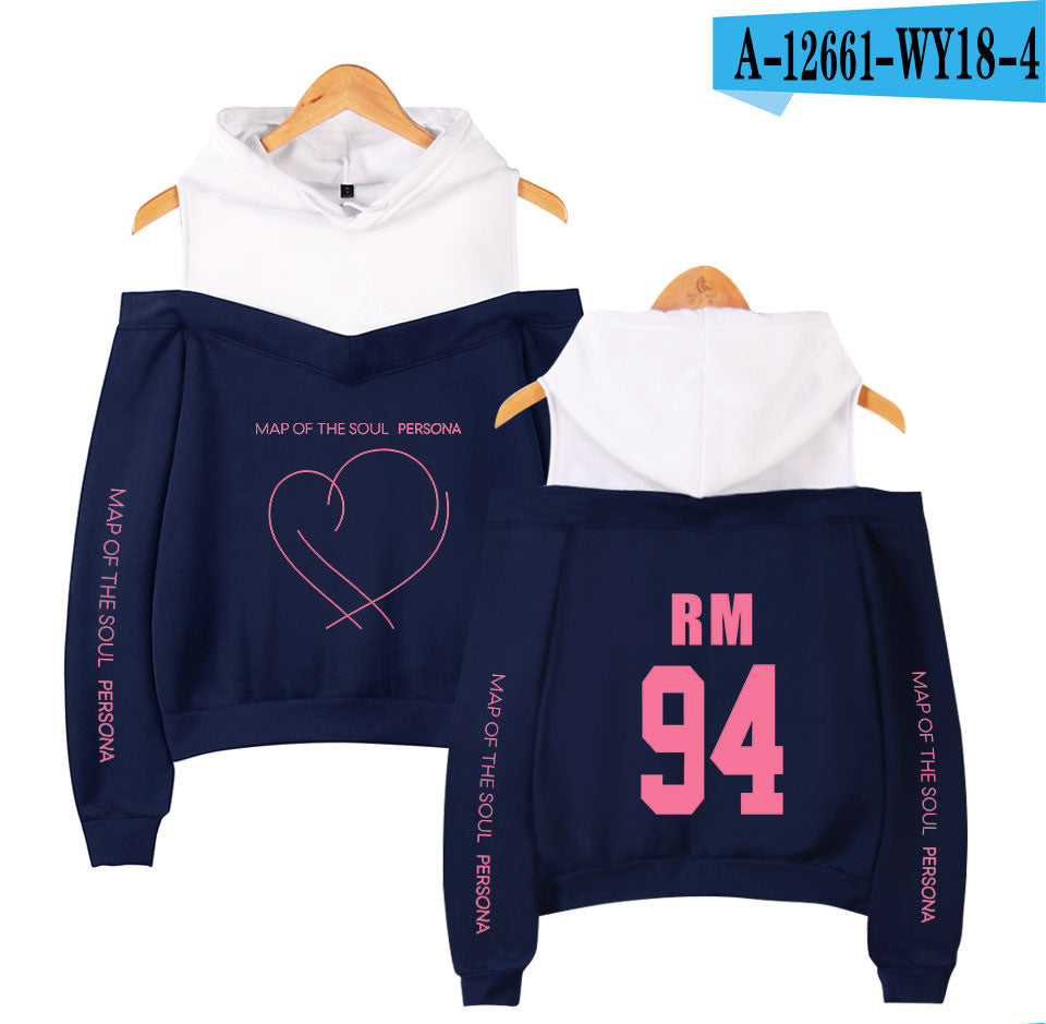 Love Yourself I Dil Women’s Off-Shoulder Hoodie Cotton Loose Fit