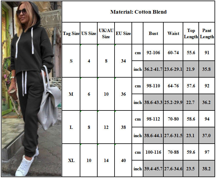 Casual Solid Color Drawstring Sweatshirt Sports Suit