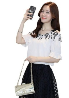 Shirt Fiminina Off Shoulder Lace Tassel Belt Bottom Tops & Blusas