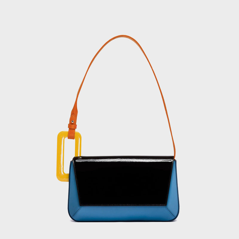 Spring Summer Luxury Long Panelled Flap Handbag with Stitching Detail