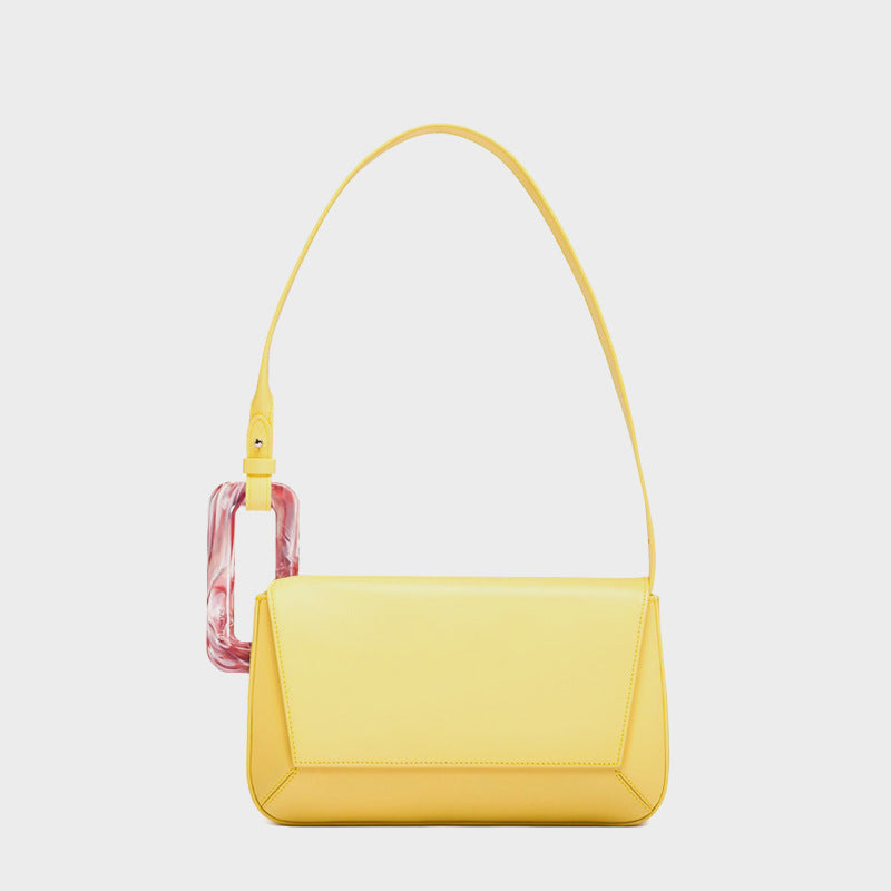 Spring Summer Luxury Long Panelled Flap Handbag with Stitching Detail