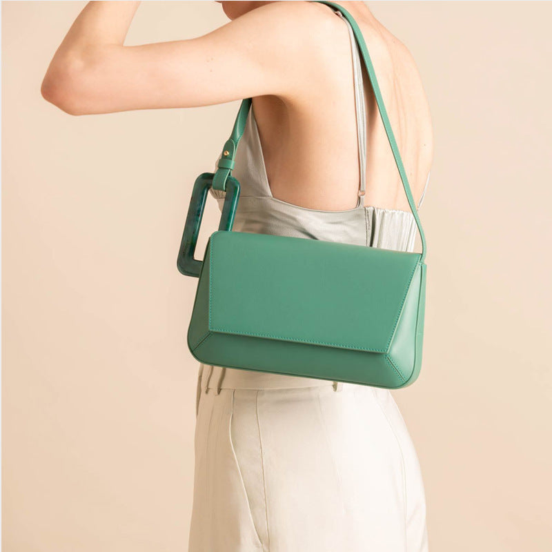 Spring Summer Luxury Long Panelled Flap Handbag with Stitching Detail