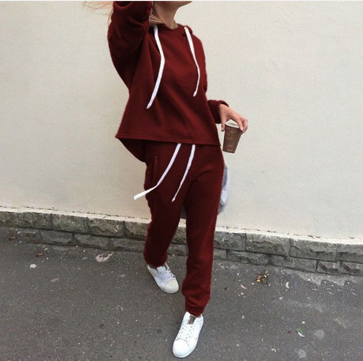 Ensemble pantalon deux pièces avec veste pull en rouge, kaki et bleu clair, tailles S-XL