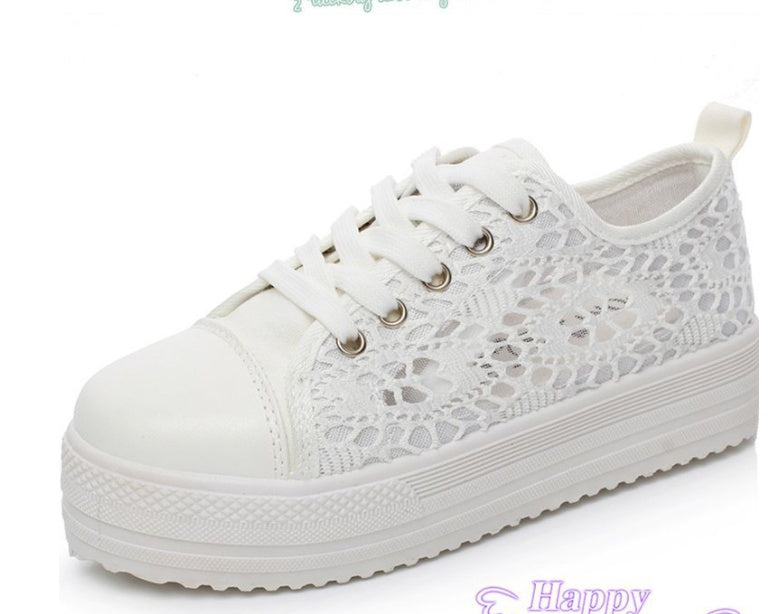 White Canvas Women’s Daddy Shoes Rubber Sole Sizes 35-43